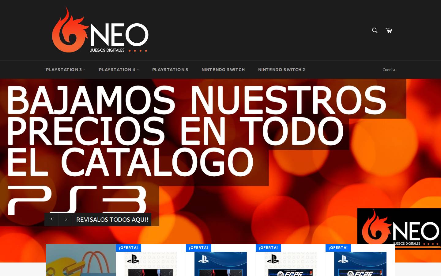 neojuegosdigitales.cl homepage screenshot