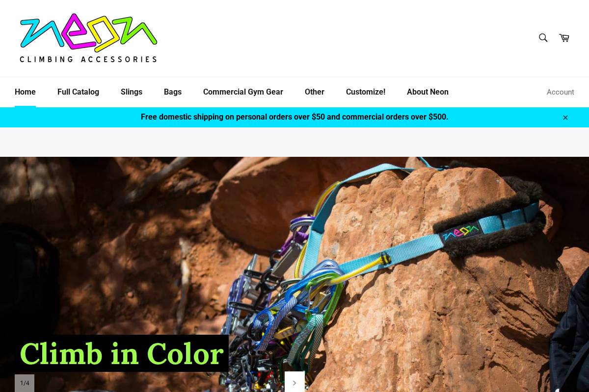 neonclimbing.com homepage screenshot
