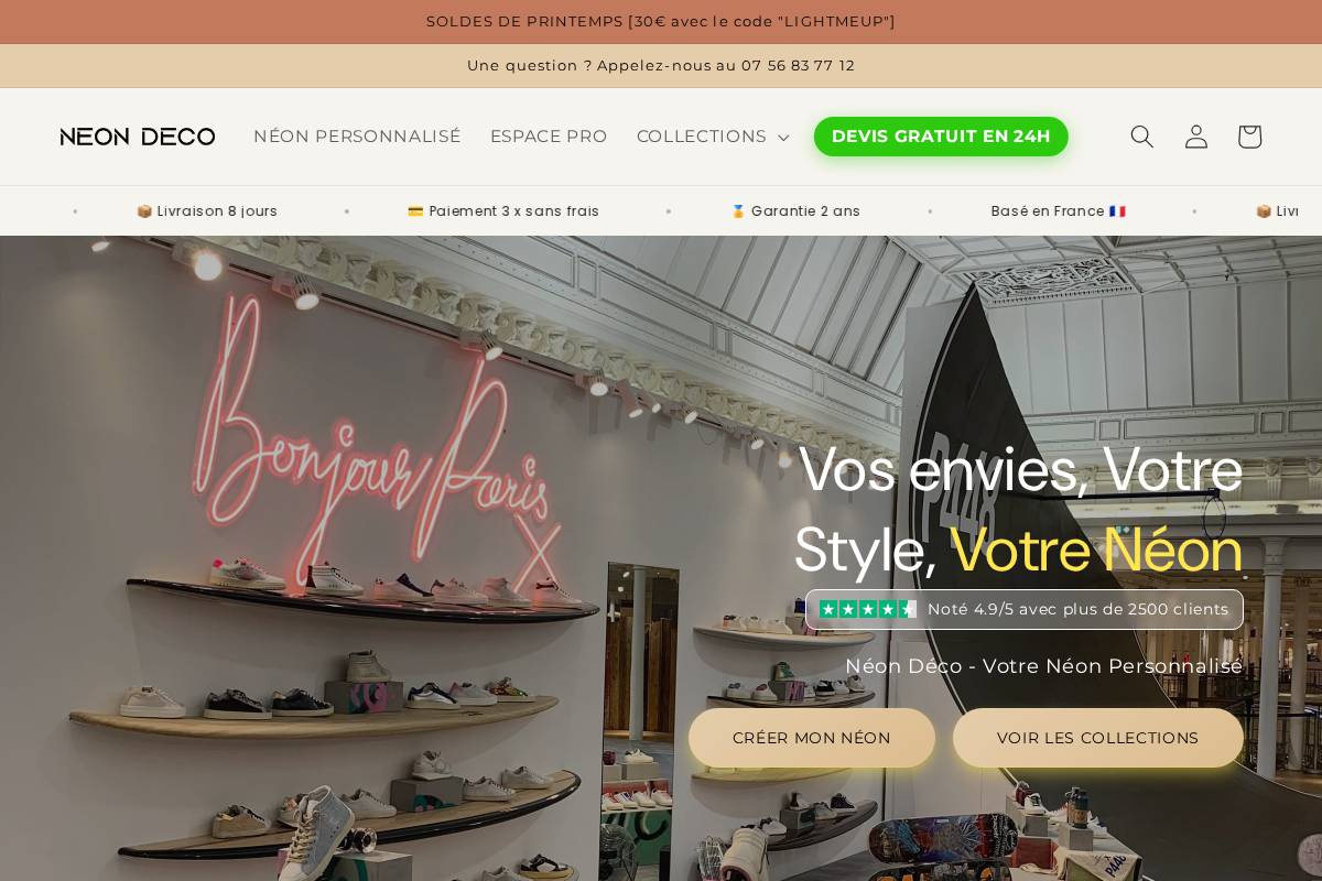 Néon Déco homepage screenshot