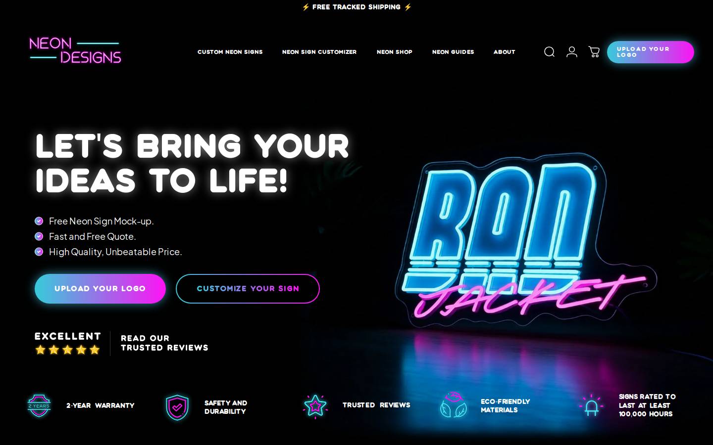 Neon Designs homepage screenshot