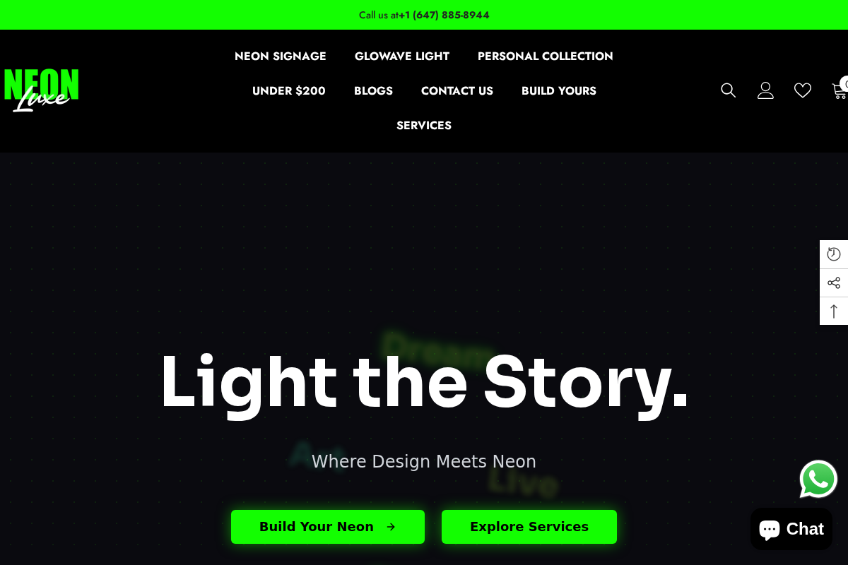 NEON LUXE SHOP homepage screenshot