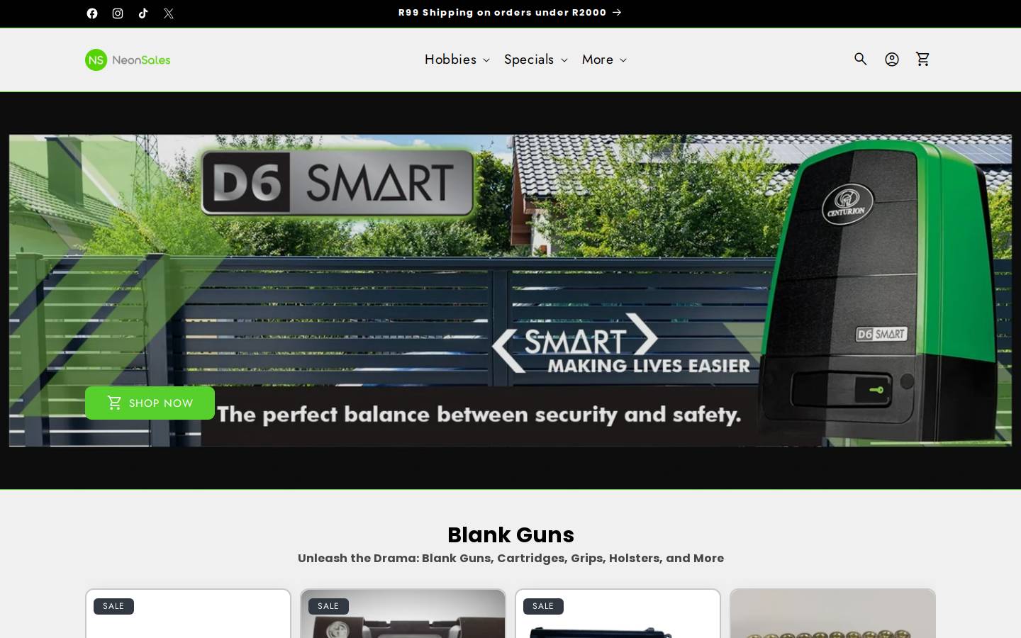 NeonSales homepage screenshot