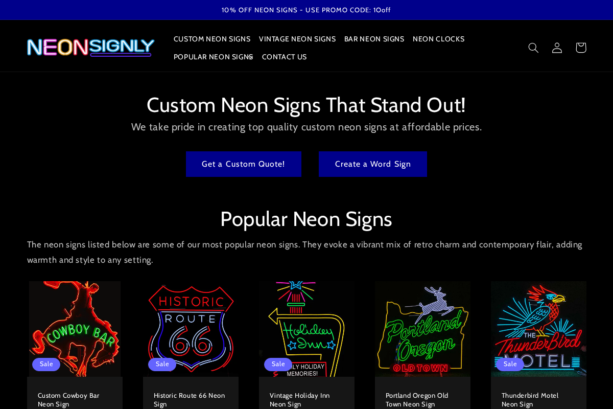 Neonsignly homepage screenshot