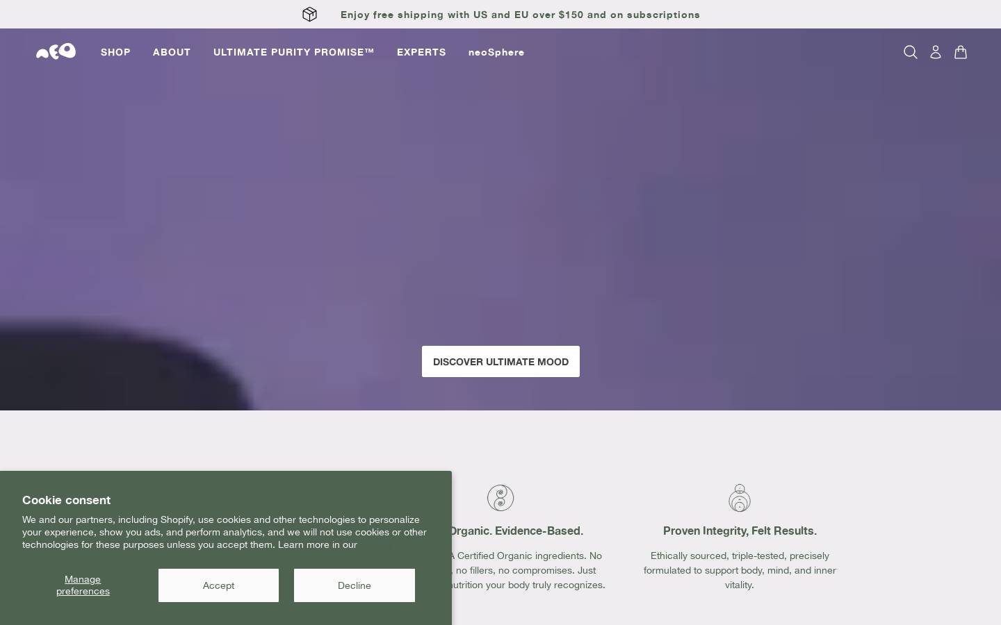 Neonutritions homepage screenshot