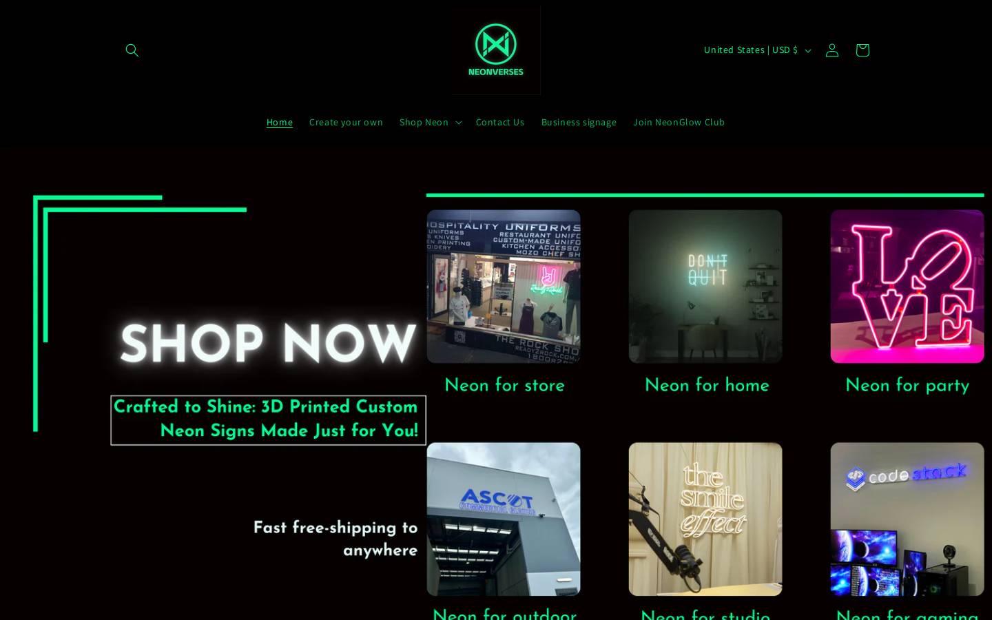 neonverses.com homepage screenshot