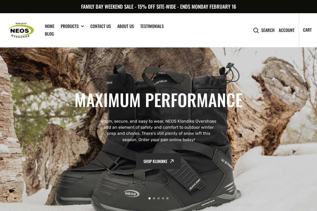 NEOS Overshoe Canada homepage screenshot