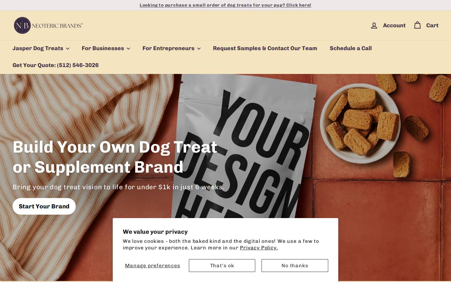 Neoteric Brands homepage screenshot