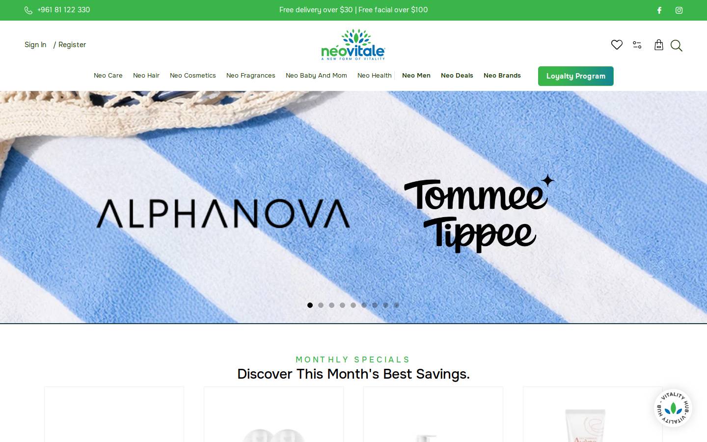 neovitale.com homepage screenshot