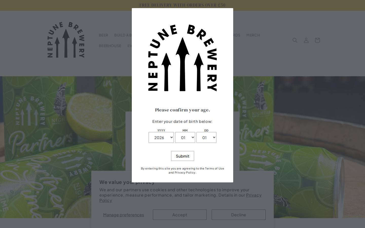 neptunebrewery.com homepage screenshot