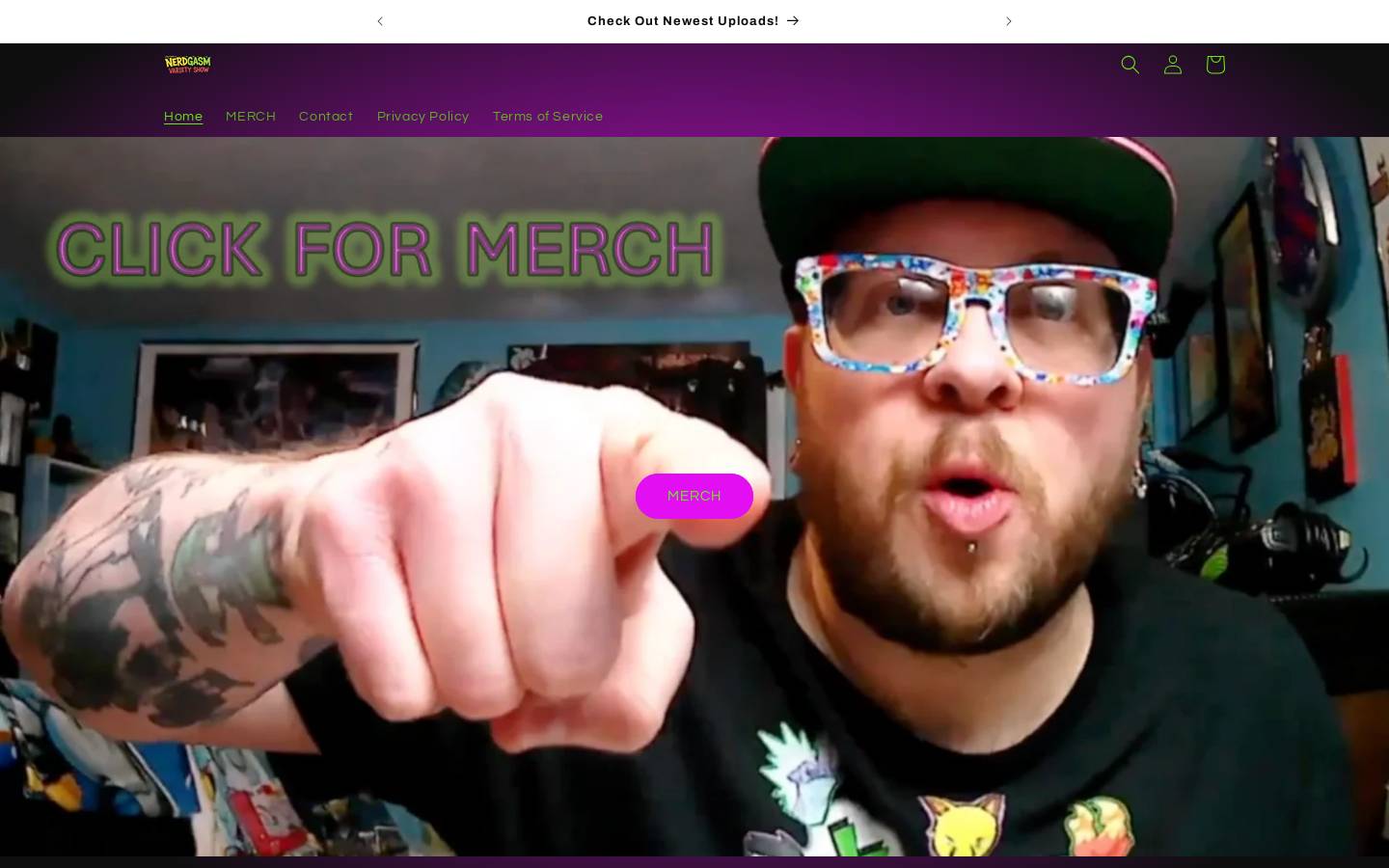 nerdgasmvarietyshow.com homepage screenshot