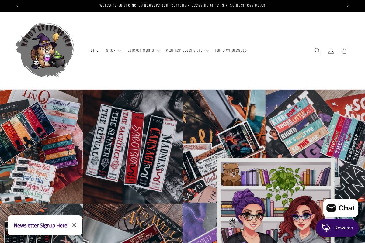 nerdybeaversden.com homepage screenshot