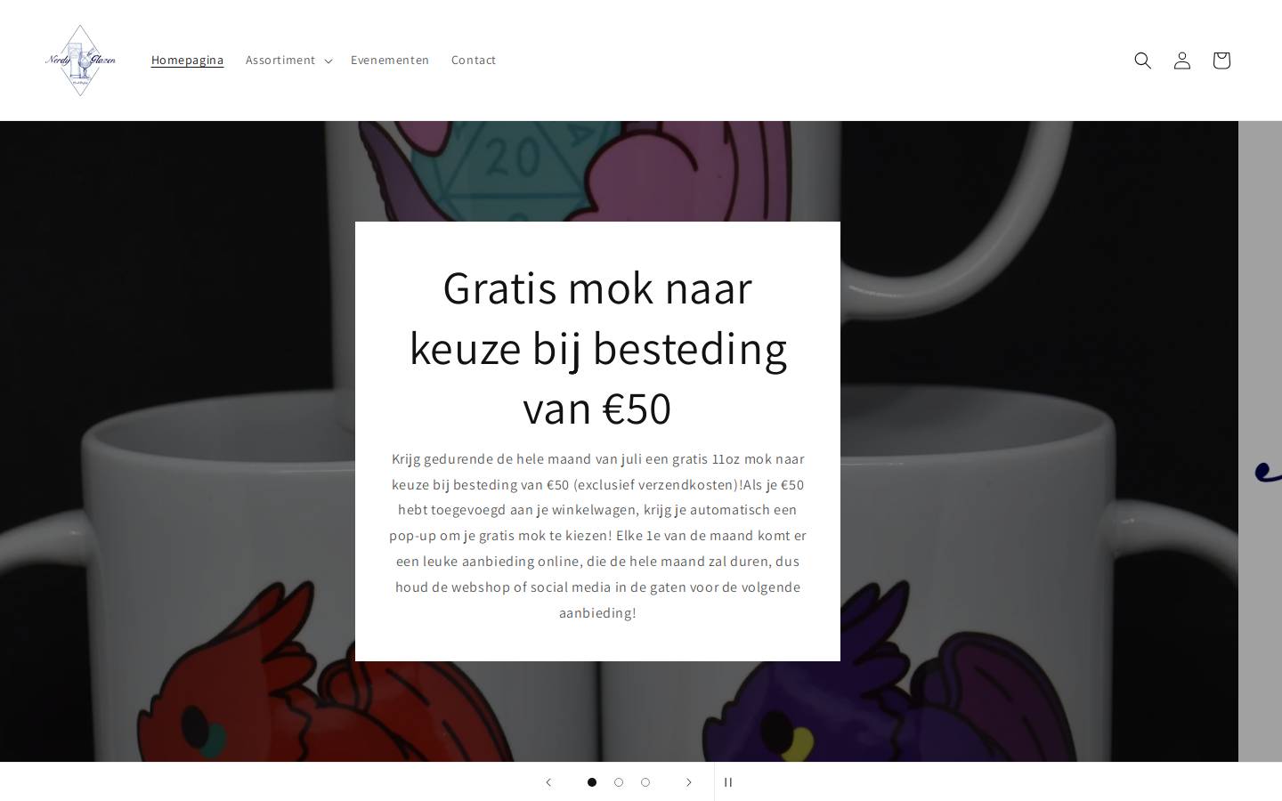 Nerdy Glazen homepage screenshot