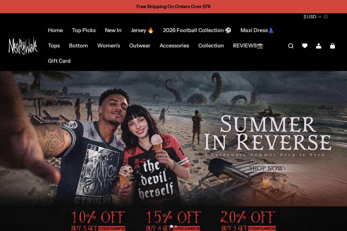 nerdywave.com homepage screenshot