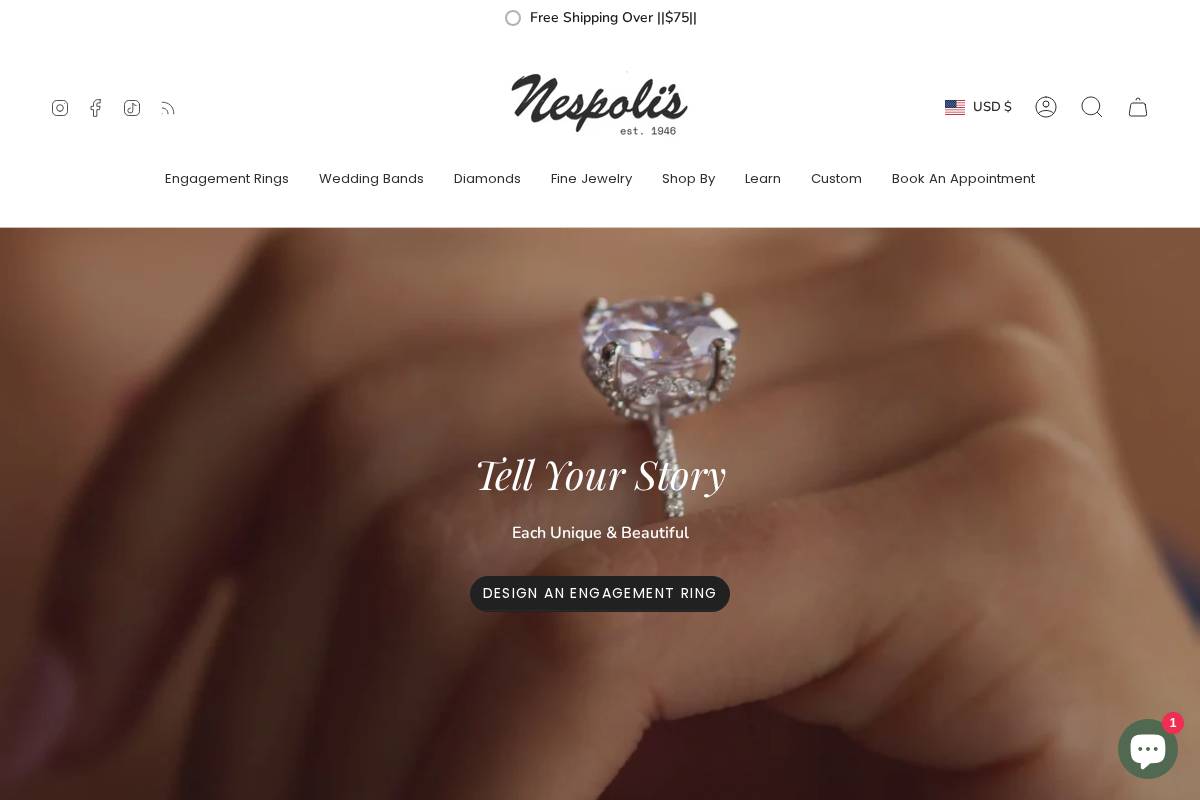 nespolijewelers.com homepage screenshot