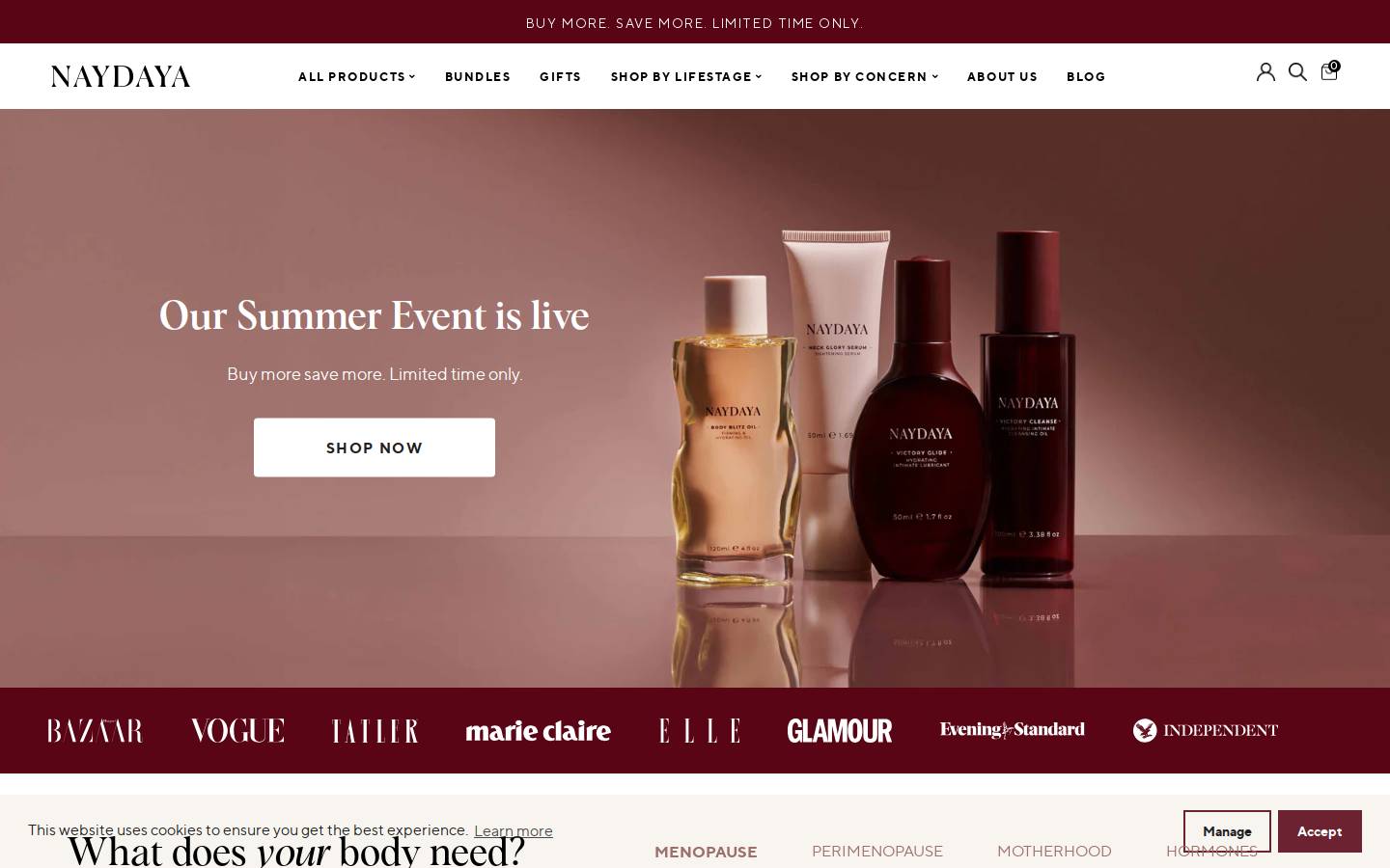 nessaskincare.com homepage screenshot
