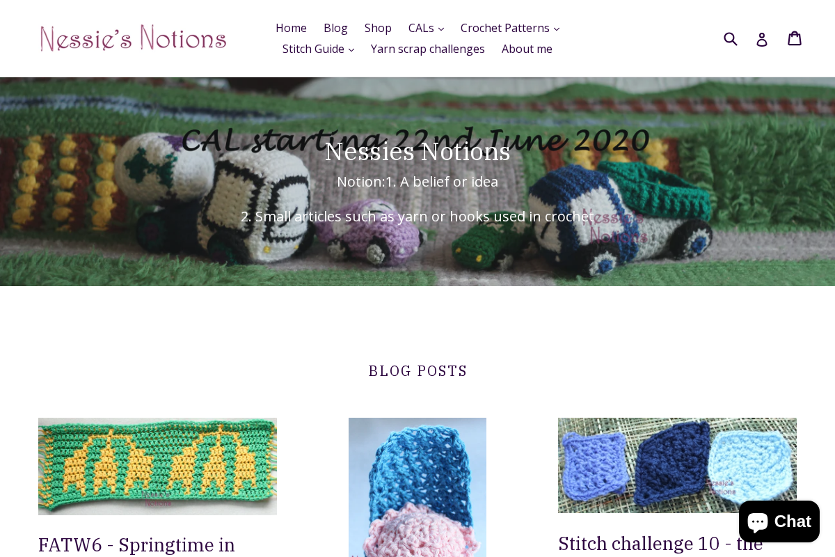 Nessies Notions homepage screenshot