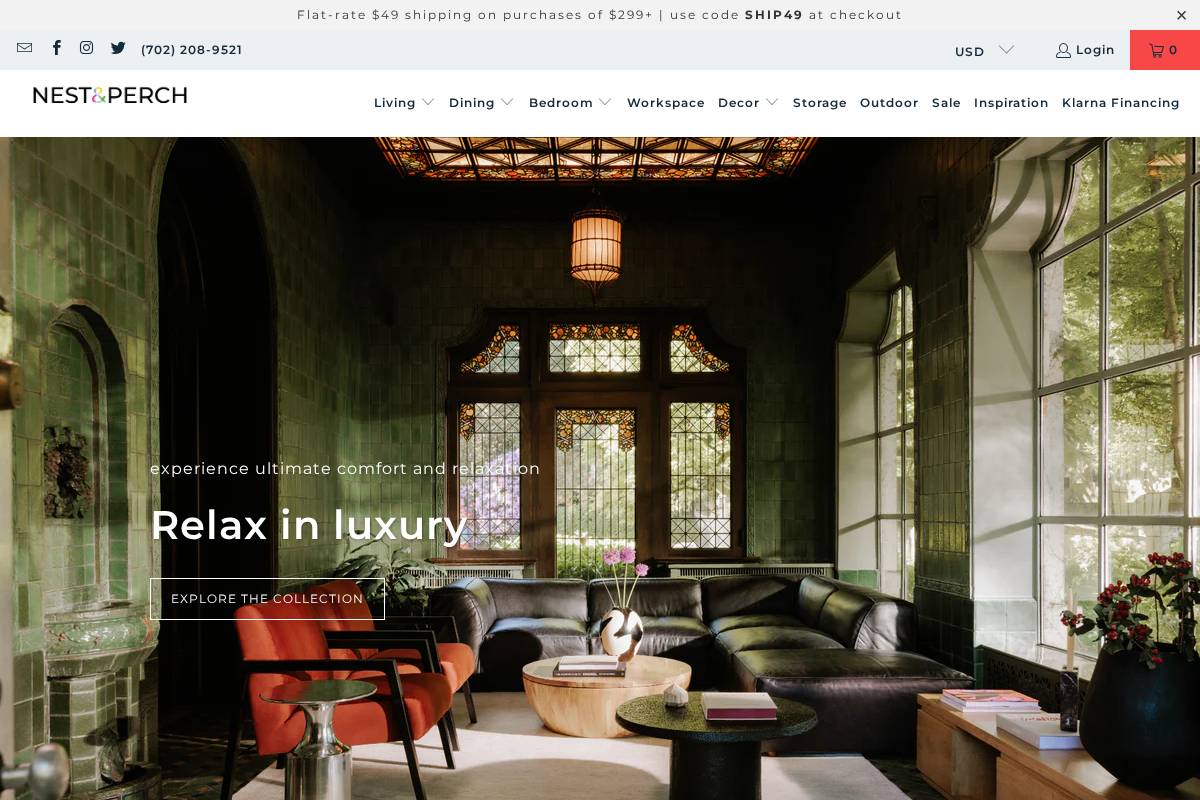 nestandperch.com homepage screenshot