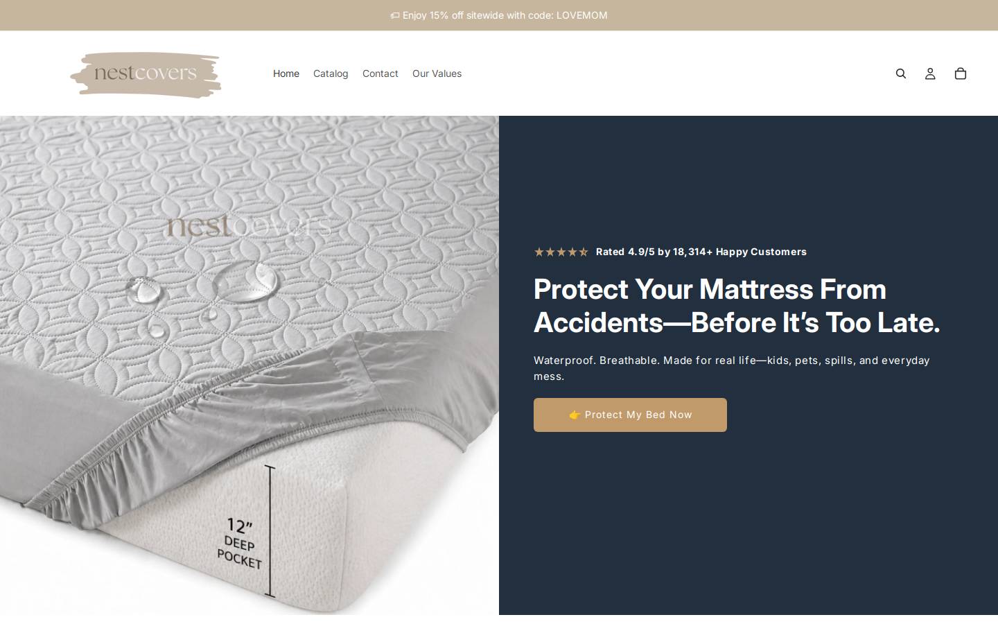 nestcovers.com homepage screenshot