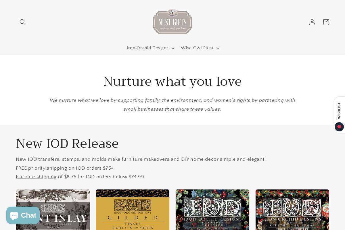 nestgiftsllc.com homepage screenshot