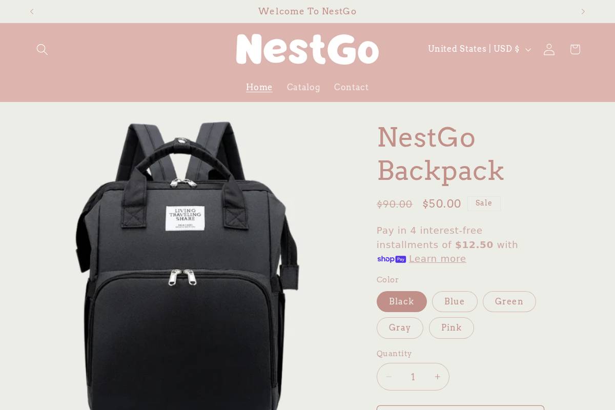 NestGo homepage screenshot