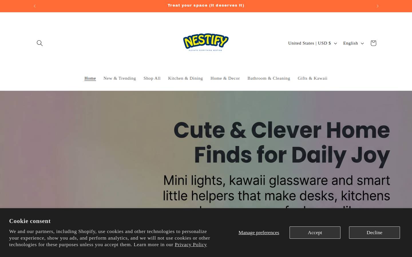 nestifyco.shop homepage screenshot