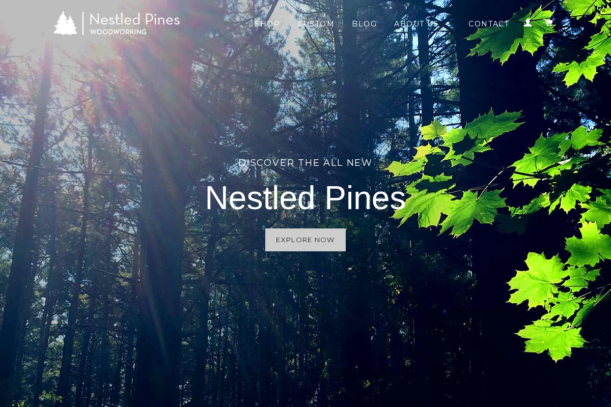 Nestled Pines homepage screenshot
