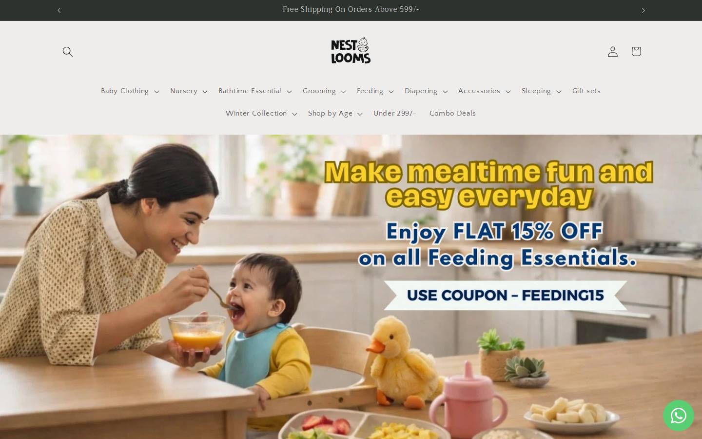 nestlooms.com homepage screenshot