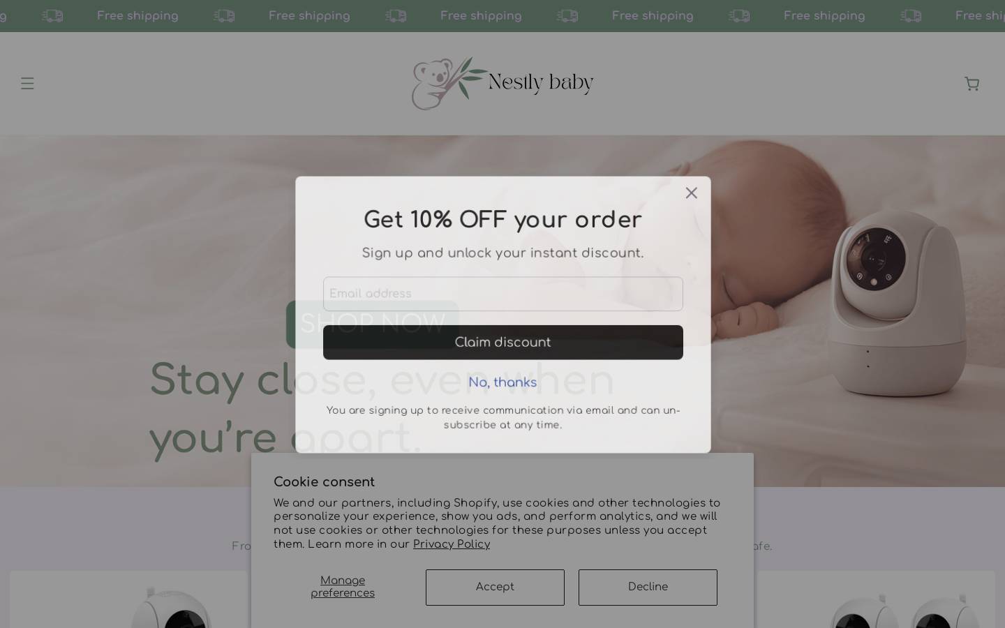 nestlybabystore.com homepage screenshot