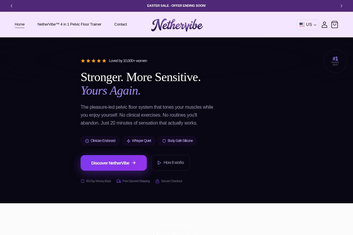 Nethervibe homepage screenshot