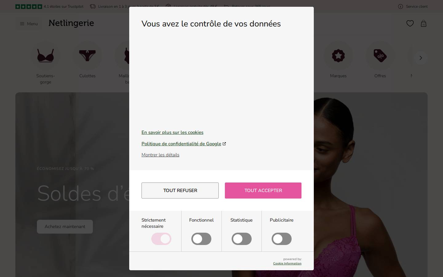 Netlingerie.fr homepage screenshot