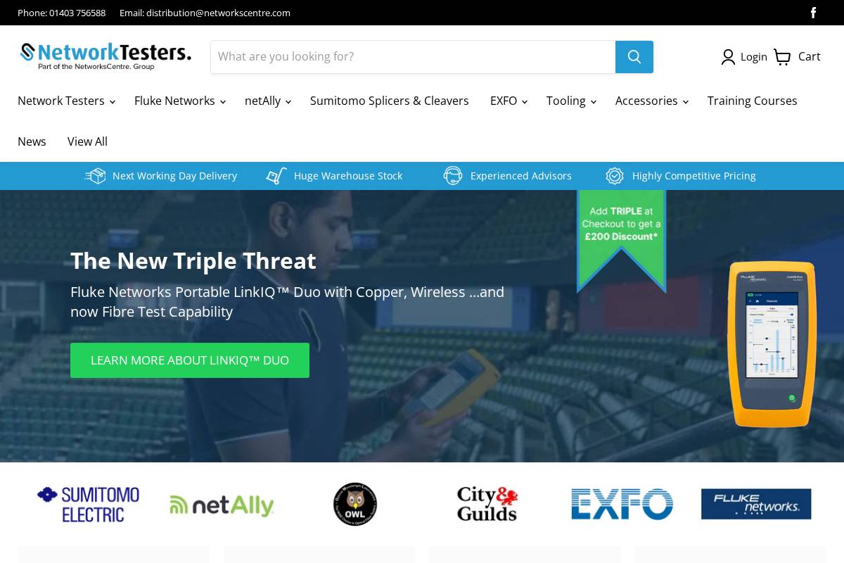 networktesters.co.uk homepage screenshot