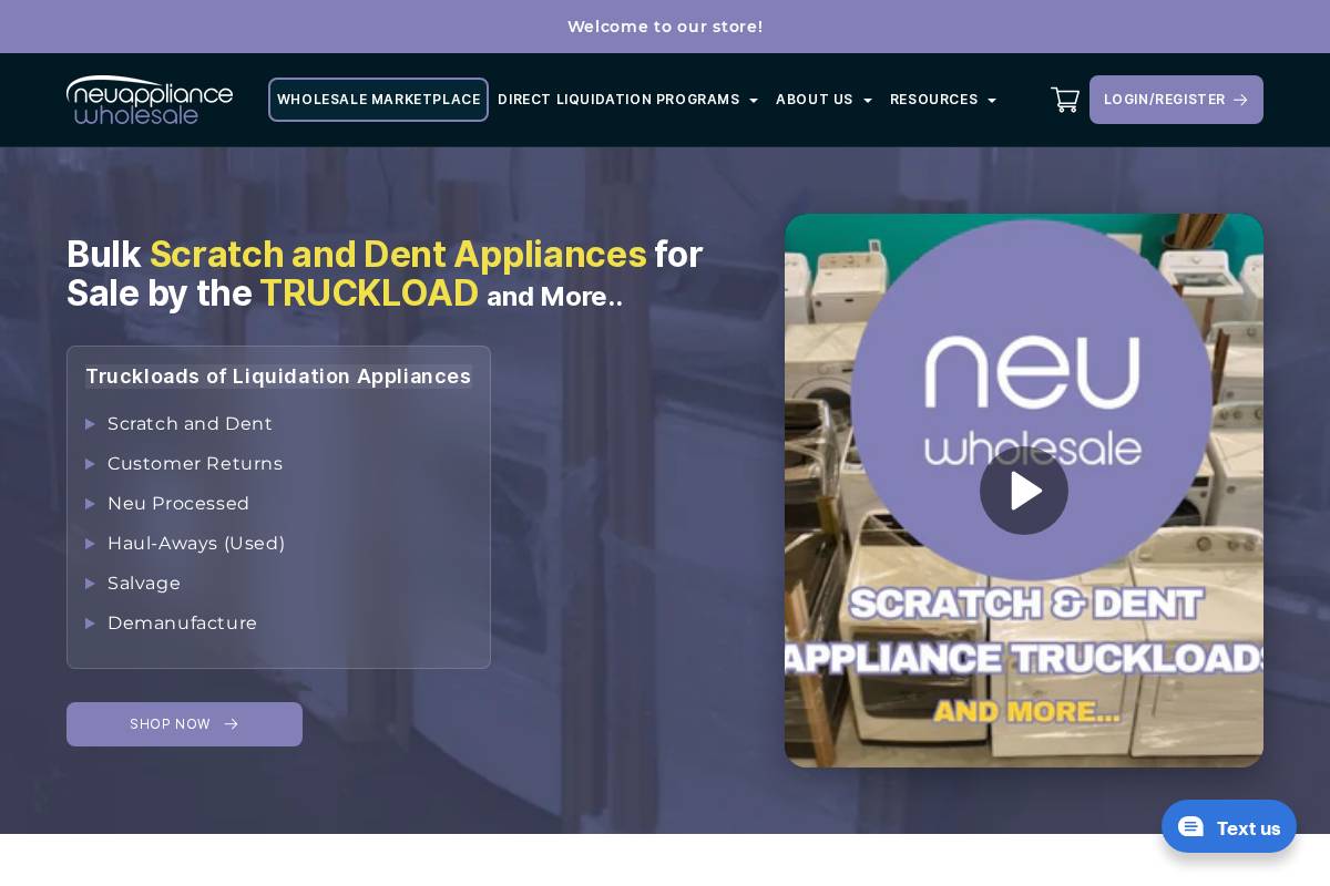 neuappliancewholesale.com homepage screenshot