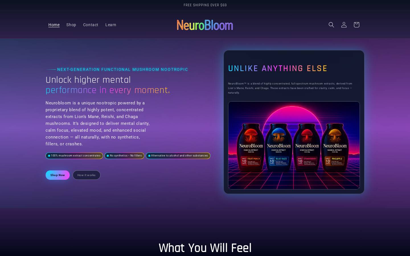 neurobloomdrink.com homepage screenshot