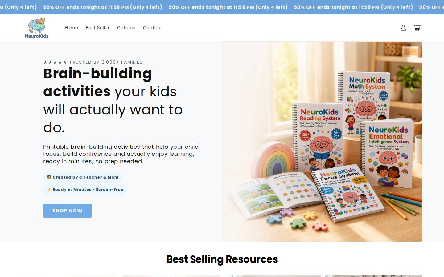 neurokidslearning.com homepage screenshot