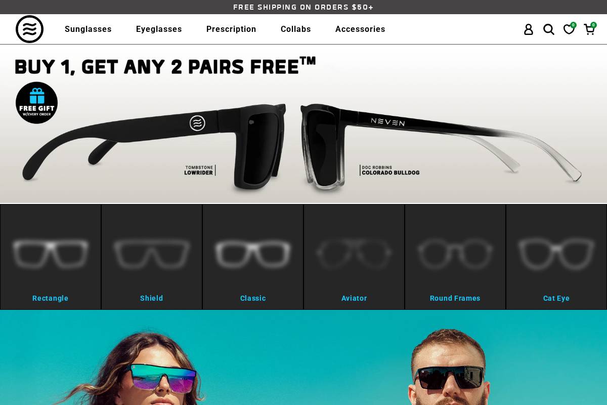 neveneyewear.com homepage screenshot