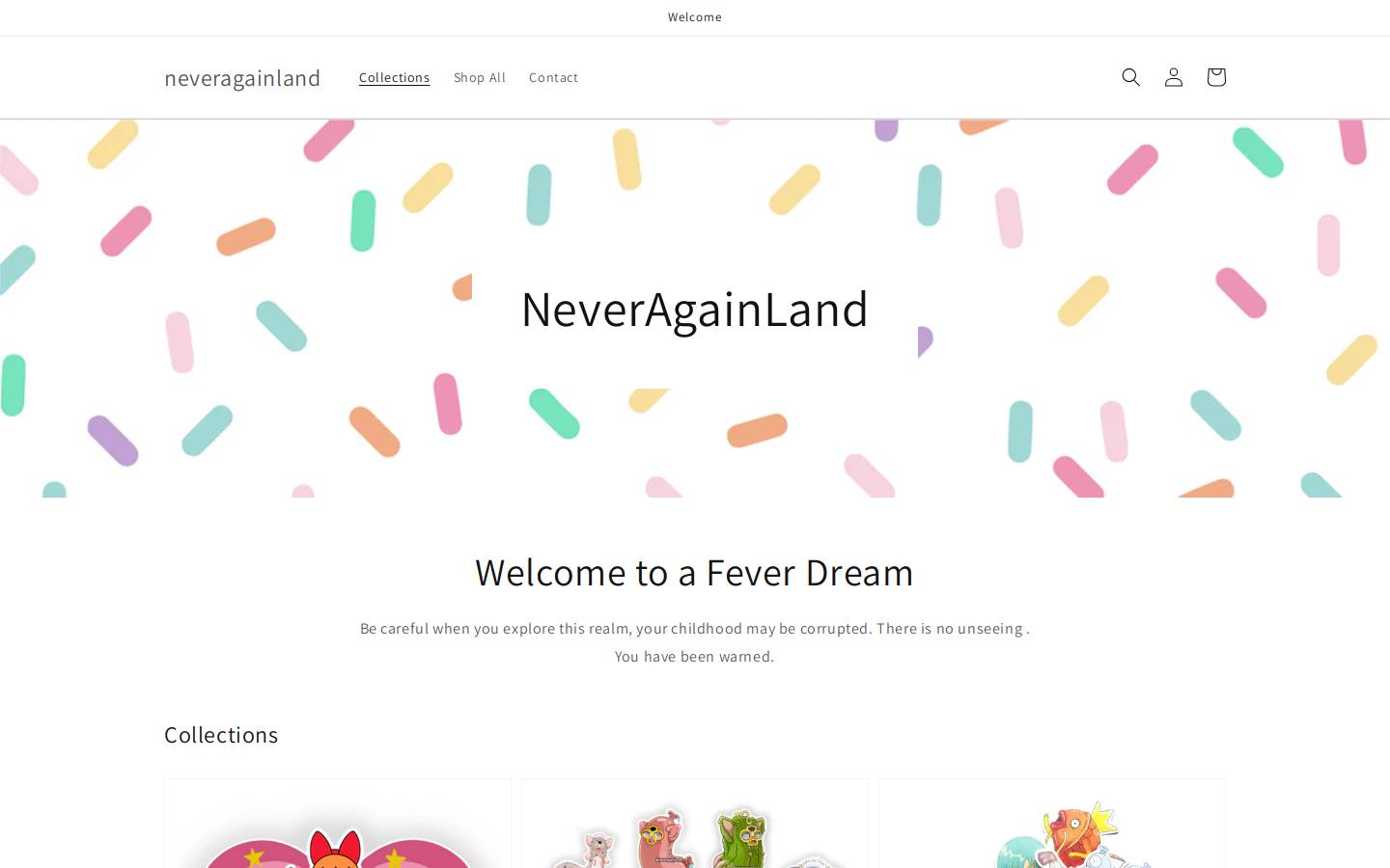 neveragainland.com homepage screenshot