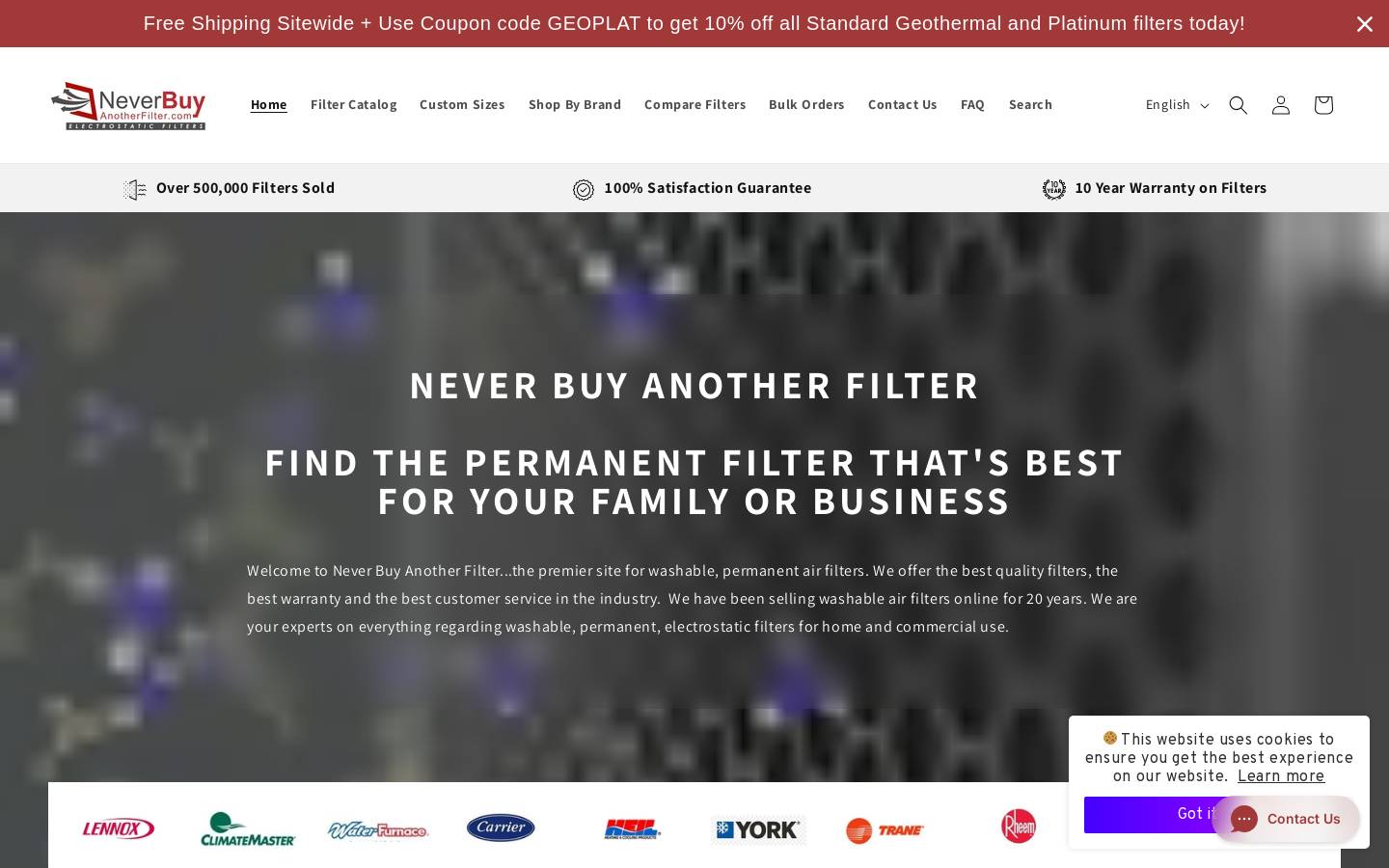 neverbuyanotherfilter.com homepage screenshot