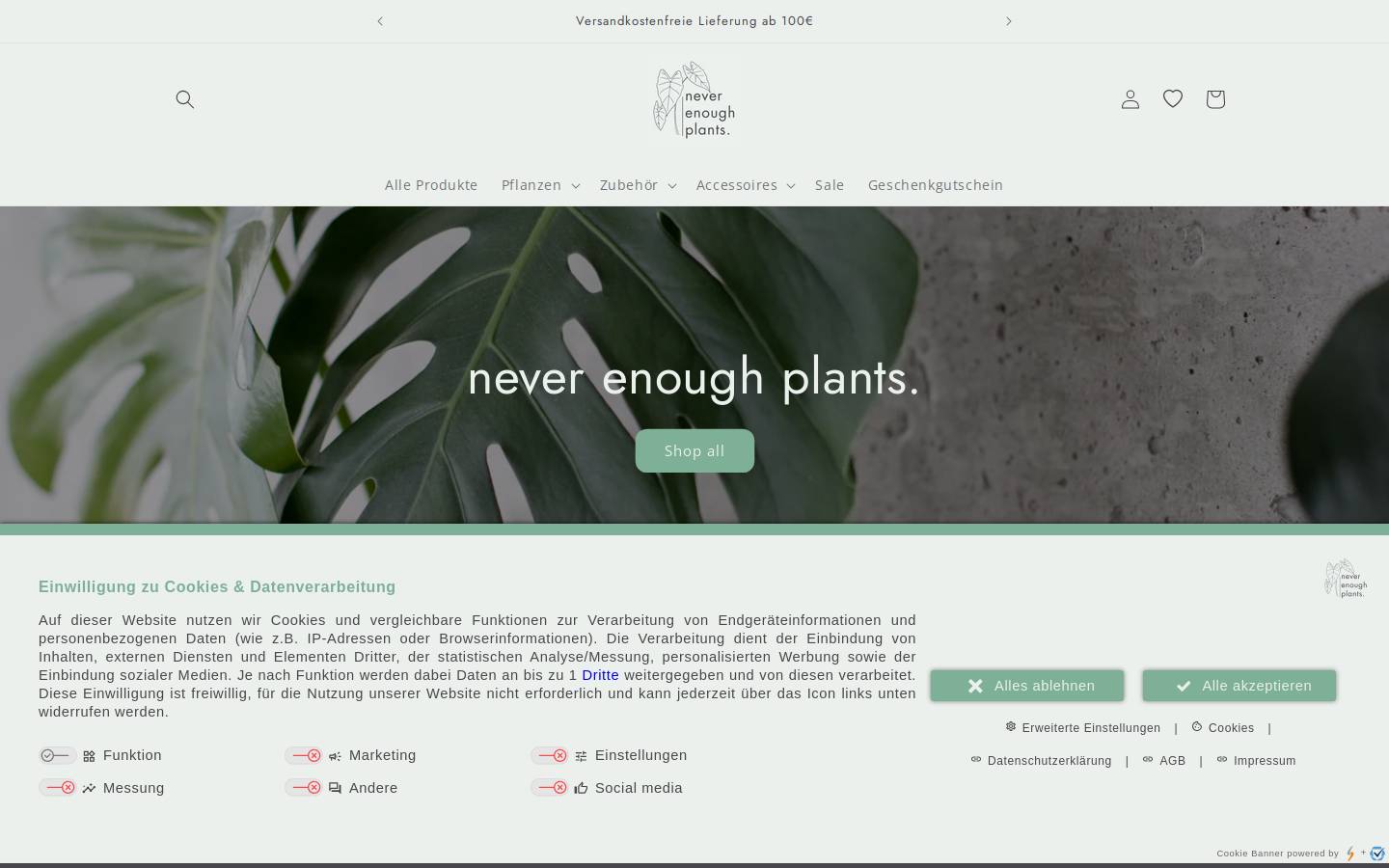neverenoughplants.de homepage screenshot