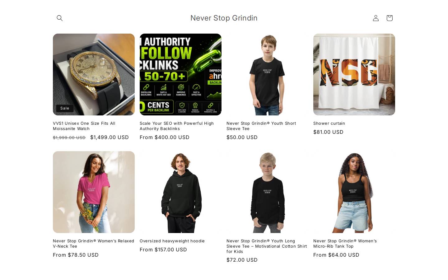 neverstopgrindin.com homepage screenshot