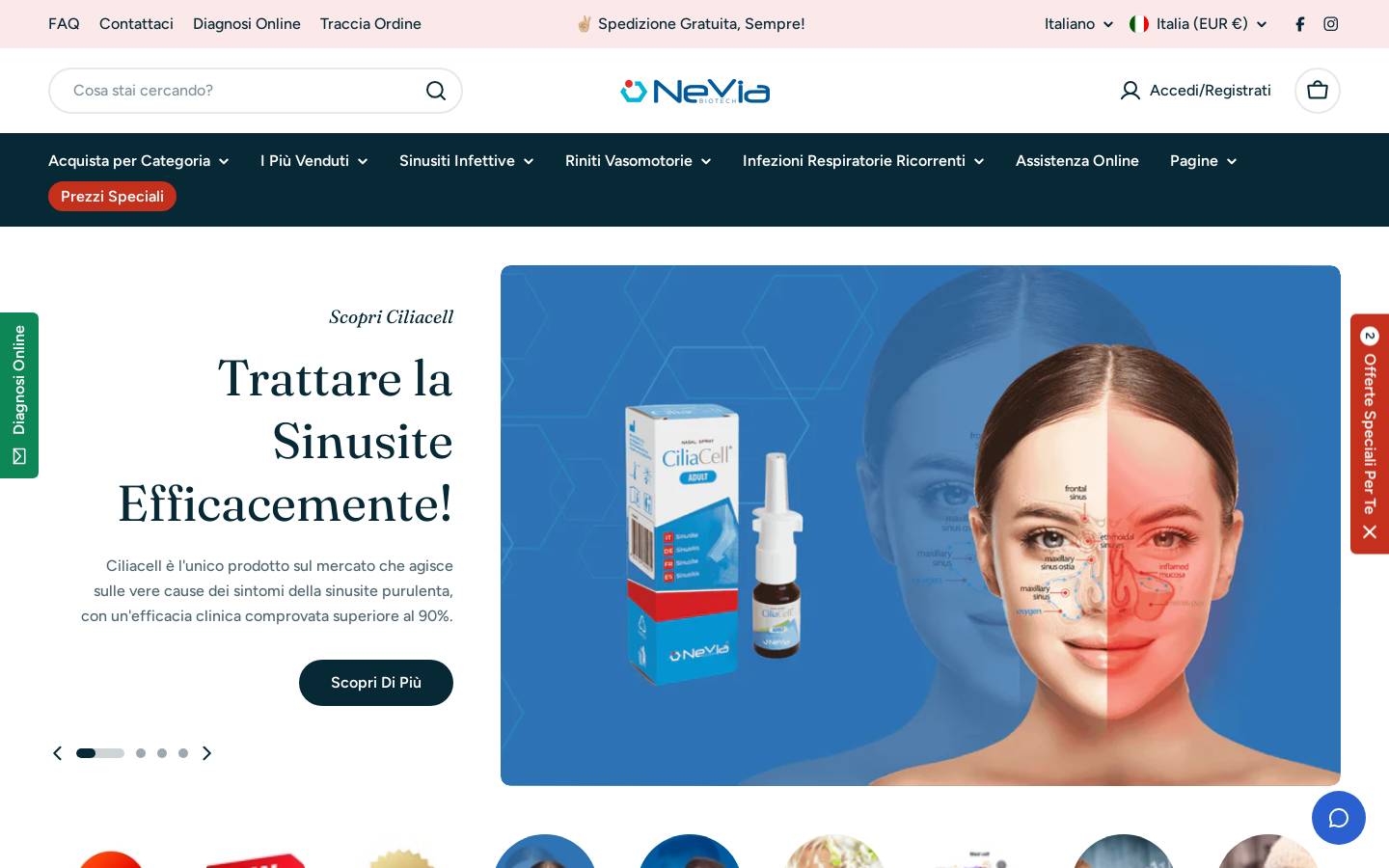 neviabiotech.it homepage screenshot