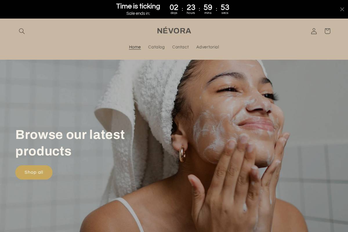 nevorabeauty.store homepage screenshot