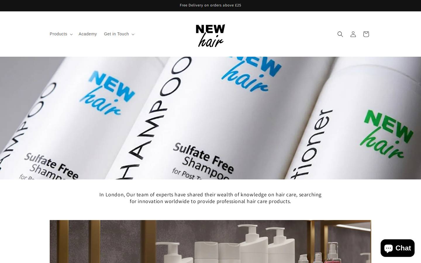 New Hair homepage screenshot