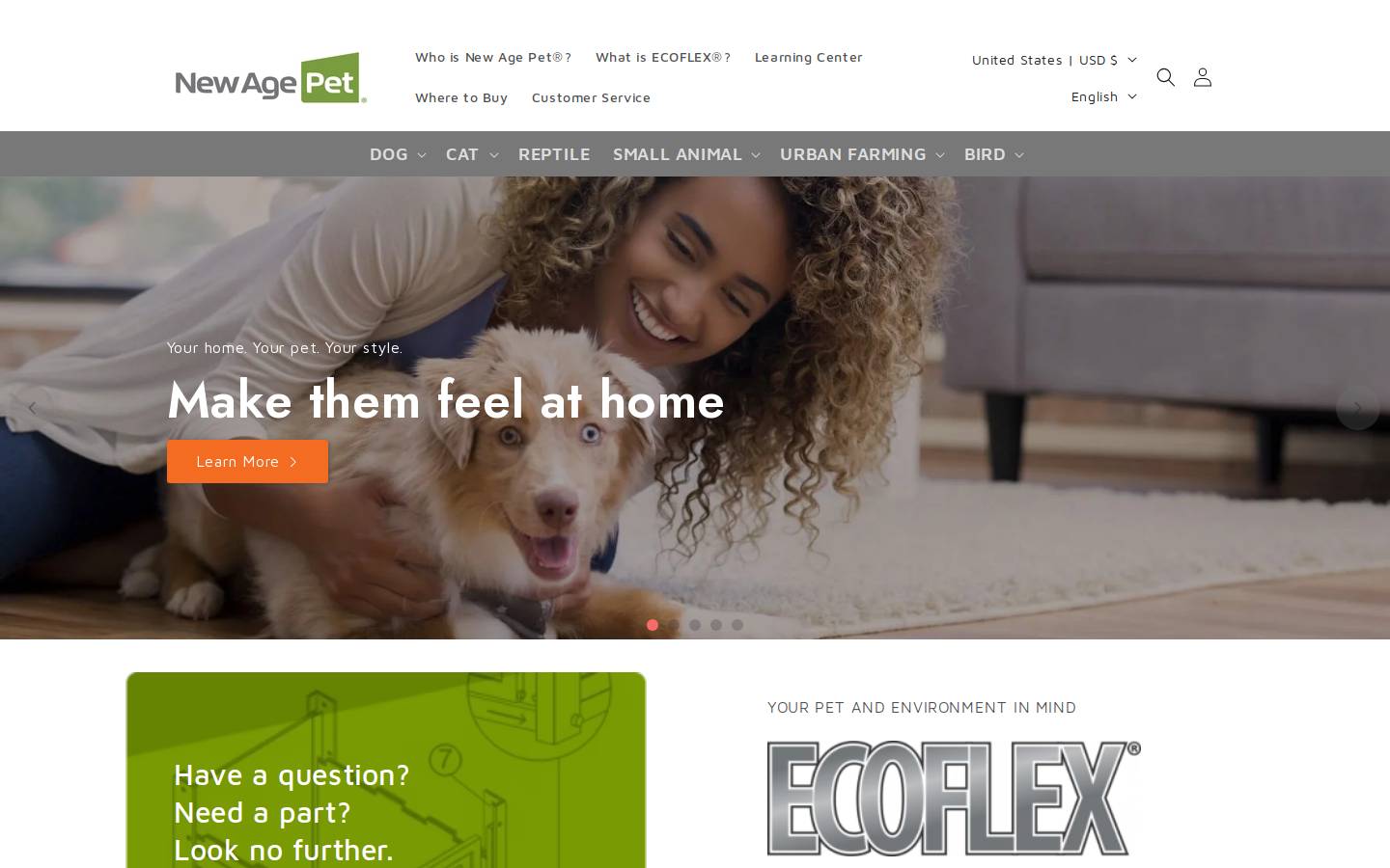 newagepet.com homepage screenshot