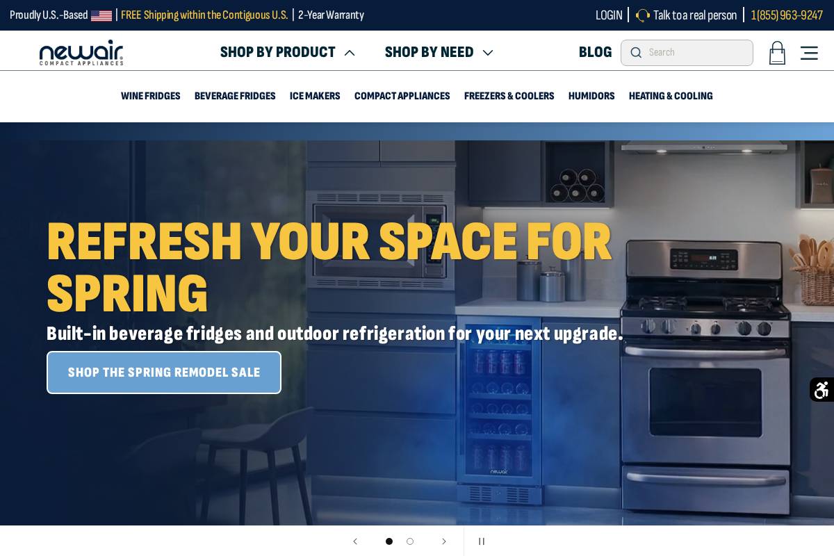 Newair homepage screenshot