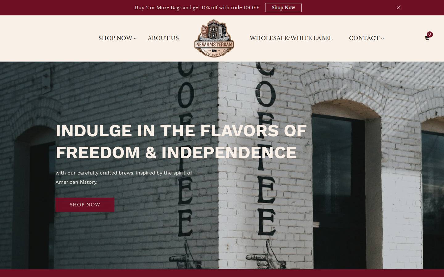 Newamsterdamcoffee homepage screenshot