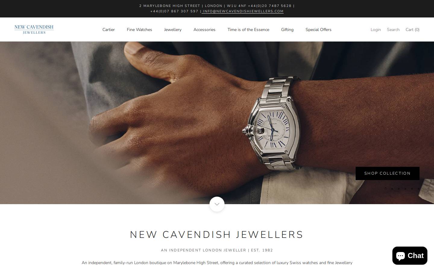 New Cavendish Jewellers homepage screenshot