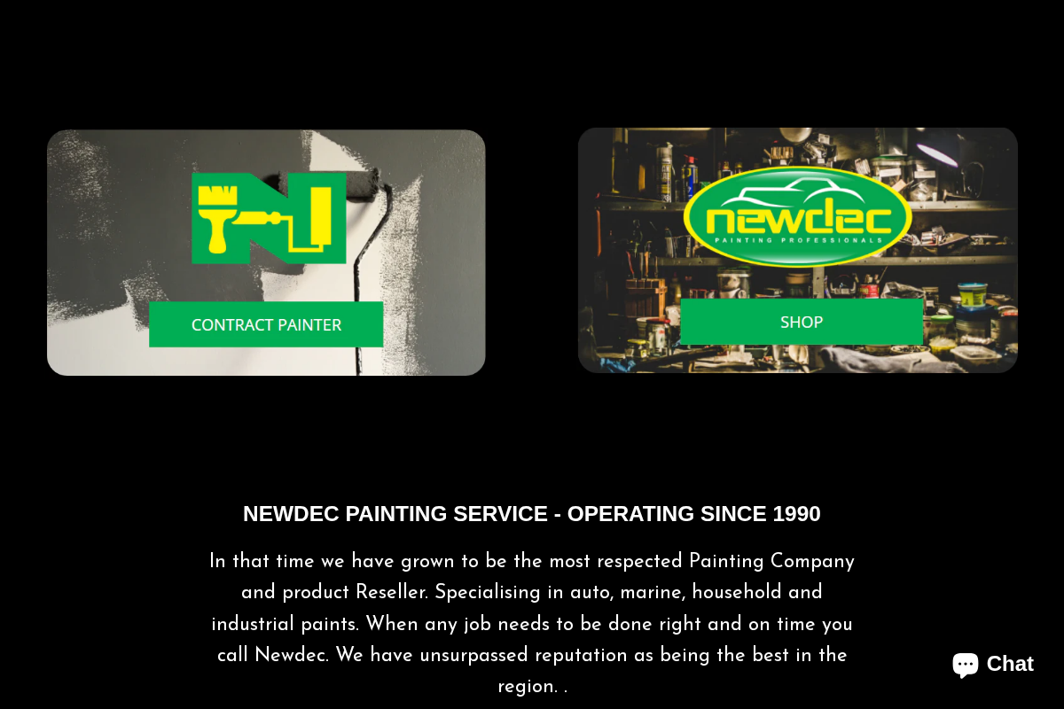 Newdec homepage screenshot