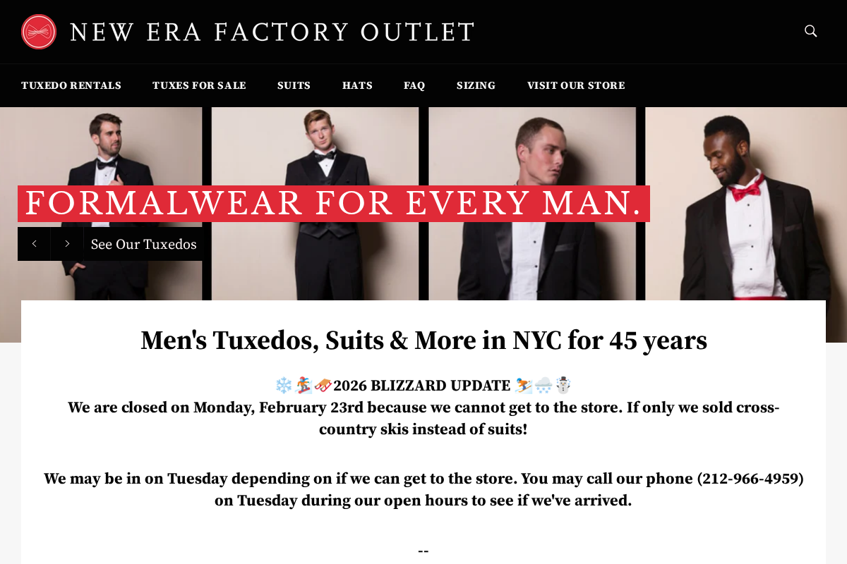 New Era Factory Outlet homepage screenshot