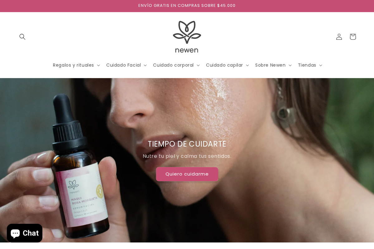 Newen Cosmetica homepage screenshot