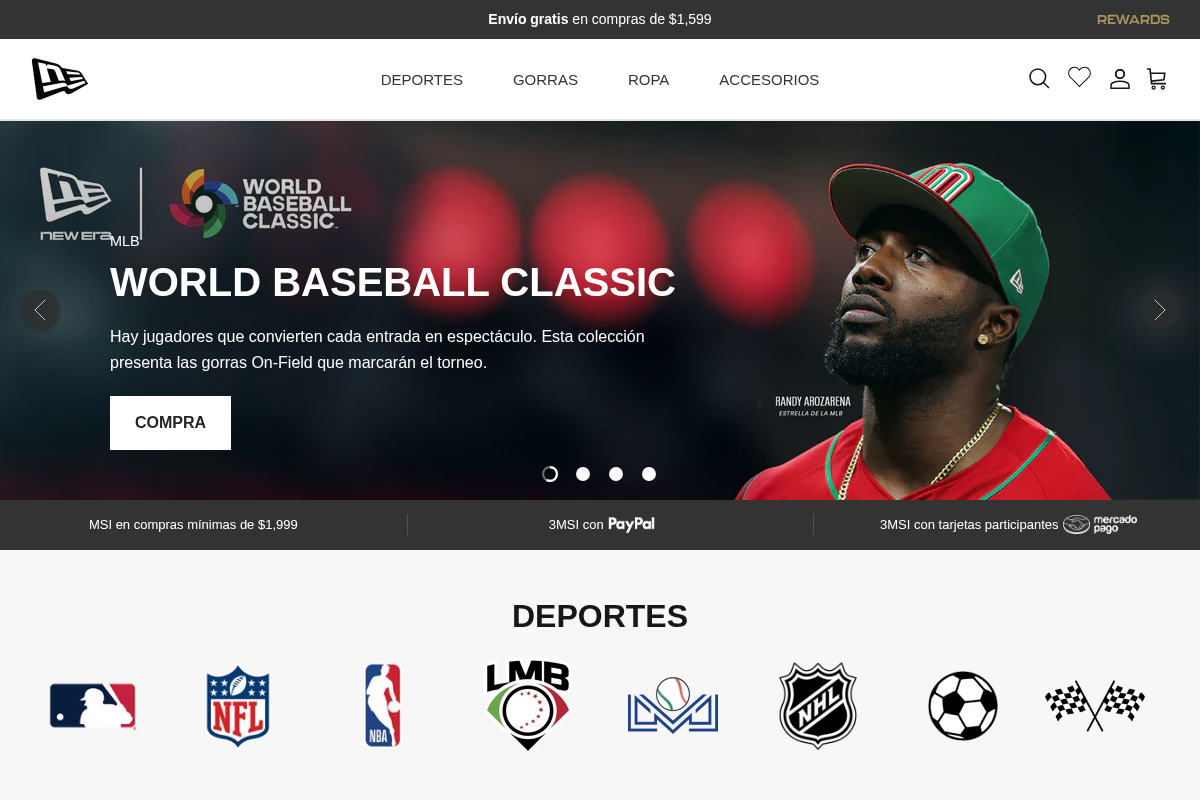 New Era Cap México homepage screenshot